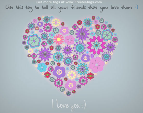 Tag my friends with heart shaped flowers tag