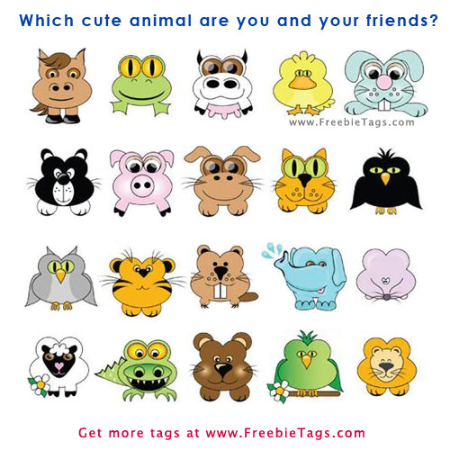 Tag your friends with cute animal cartoons Facebook tag