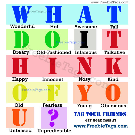 Tag your friends with what do I think of you Facebook tag